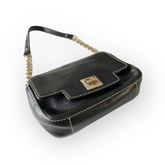 Kate Spade  Iconic Turnlock Gold Chain Handle Mini Bag Handbag  Black Leather - Picture 3 of 16